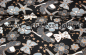 Preview: Sommersweat Birds and Flowers schwarz - gold
